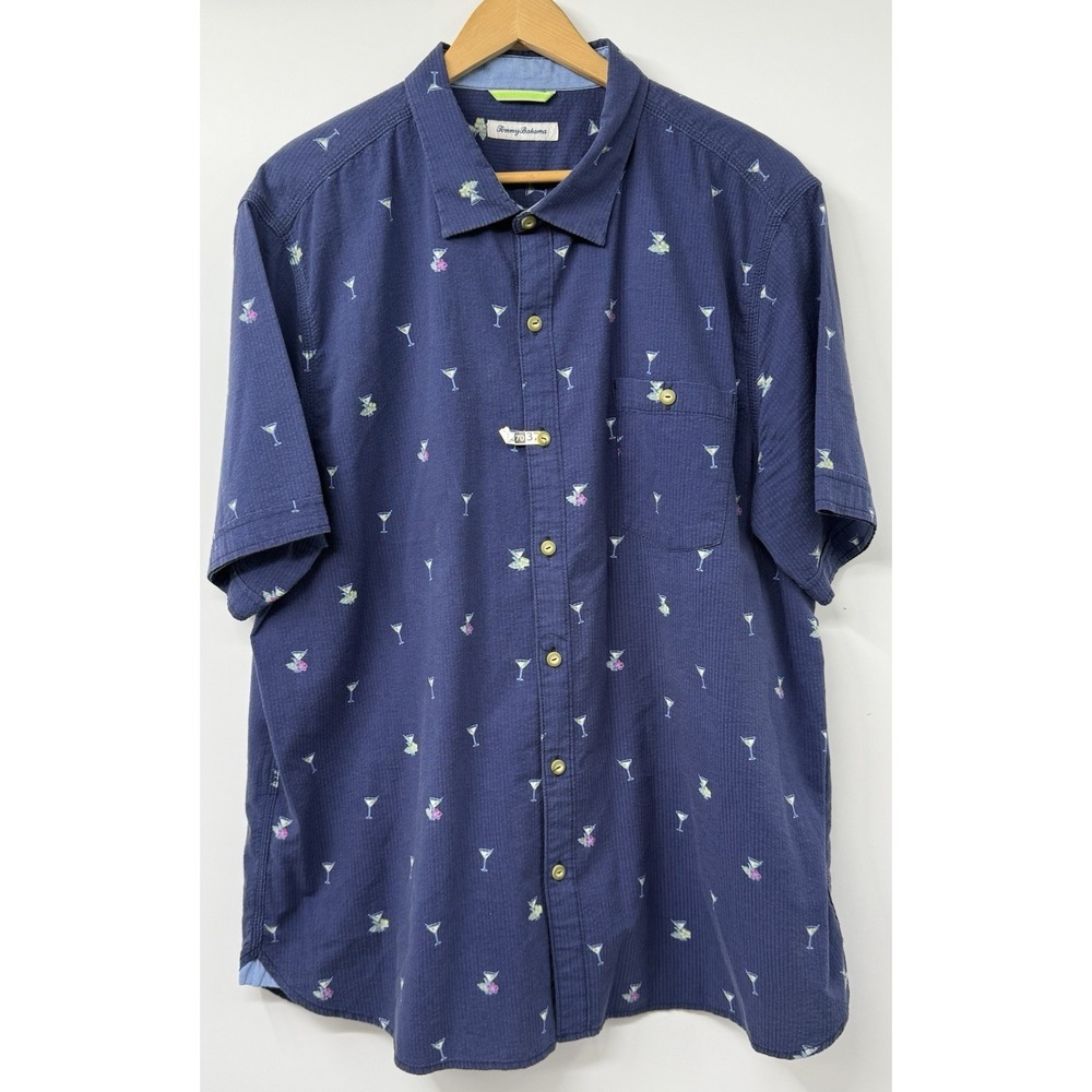 Tommy Bahama MIX MASTER Camp Shirt Martini Cocktail Men's XXL Cotton Dry-cleaned